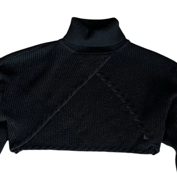 ASTR Revolve Women’s Taissa Bolero Black Knit Shrug Turtleneck Mockneck Sweater - Picture 3 of 11